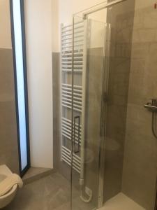 a shower with a glass door in a bathroom at Il Piccolo Scrigno 2 in Lonigo