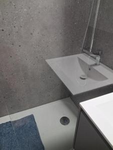 a bathroom with a white sink and a mirror at 265 rue du clos capperony in Les Rousses +2 photos