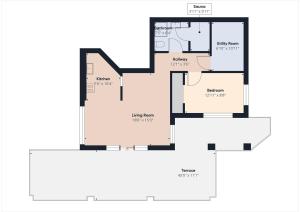 a floor plan of a house at Oceanfront Apartment with Sauna and Covered Deck in Juneau