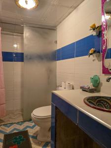 a bathroom with a toilet and a sink at Riad Fes Hayat - Confort Stay in Fez +66 photos