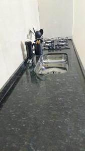 a kitchen counter with a sink and a stove at Casa Sol in Cabo de Santo Agostinho