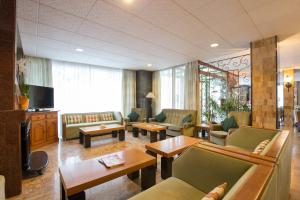 un soggiorno con divani, tavoli e TV di Hotel Sultán a Can Picafort