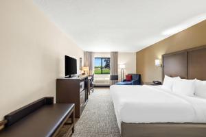 a hotel room with a large bed and a television at Comfort Inn Van Wert in Van Wert