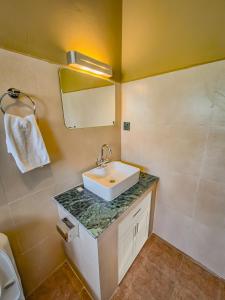 a bathroom with a sink and a toilet at Babai Outback Adventures PVT LTD in Bardiyā