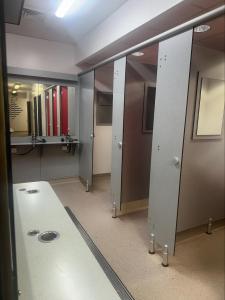 a row of lockers in a locker room at Adventure Parc in Dolgarrog