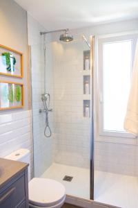 ein Badezimmer mit Dusche und Toilette in der Unterkunft Arbide Suite in Leioa + 16 Fotos