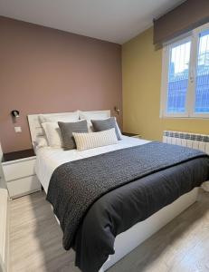 a bedroom with a large bed and a window at Living Canovas in Alcalá de Henares