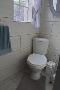 a bathroom with a white toilet and a window at Naval Hill Nook in Bloemfontein +3 photos
