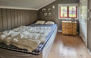 a bedroom with two beds and a dresser and a window at Gorgeous Home In Eggedal With Sauna in Eggedal