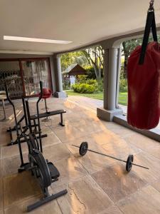 a group of exercise equipment on a patio at OneOnArum in Johannesburg