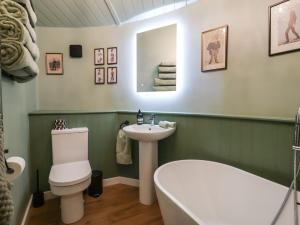 a bathroom with a white toilet and a sink at The Corn Silo in Ipswich +37 photos