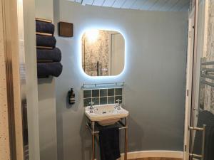 a bathroom with a sink and a mirror at The Barley Silo in Ipswich +29 photos