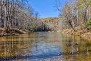 a river in the middle of a forest at Cabin at Sleepy Creek - Creek Access, Wifi, Pet Friendly, Fire Pit, Charcoal Grill, Screen Porch, Wood Stove, Deck, Family Friendly in Berkeley Springs