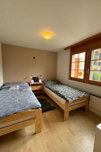 a bedroom with a bed and a window at Apartment Aspa EG by Interhome in Bellwald +6 photos