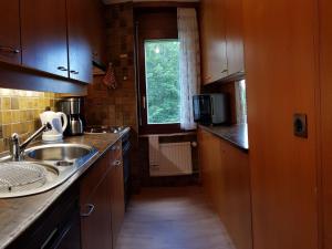 a small kitchen with a sink and a window at Apartment Royal 22 nahe Klinik- Burgerbad- Einkaufszentrum by Interhome in Leukerbad
