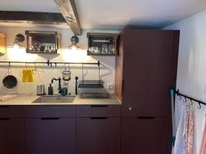 a kitchen with a sink and a counter top at Apartment Lungern by Interhome in Lungern