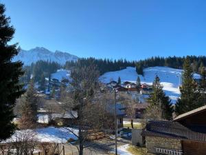 a view of a village in the snow at Apartment Chalet Bacchus - OG by Interhome in Sörenberg