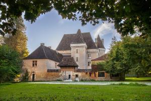 a castle in the middle of a green field at Château de Saint Maurice in La Peyrouse