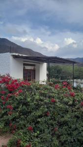 a building with a bunch of flowers in front of it at Casa Tara in Taganga