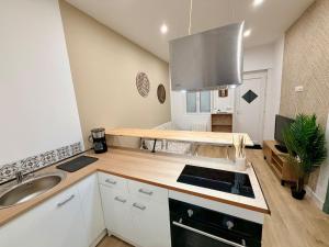 a kitchen with a sink and a counter top at La Maison du Souvenir in Beaucourt-sur-lʼAncre
