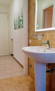a bathroom with a white sink and a mirror at A casa di Ester appartamento in Passo Corese