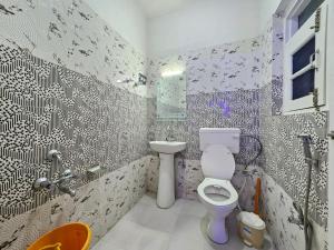 a bathroom with a toilet and a sink at Green Resort in Rājbāgh