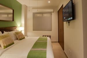 a bedroom with a bed and a flat screen tv at Pavilion 307 in Puerto Vallarta +26 photos