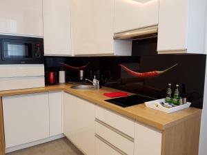 Kuchyňa alebo kuchynka v ubytovaní Apartamenty Wierzbowa 5