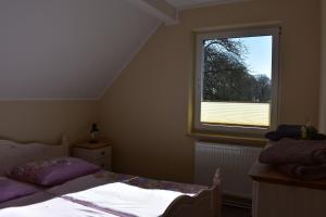 a bedroom with a bed and a window at Ferienwohnung 1 in Roggentin
