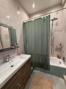 a bathroom with a shower and a sink and a tub at Dolce bilocale con terrazzo in Nice