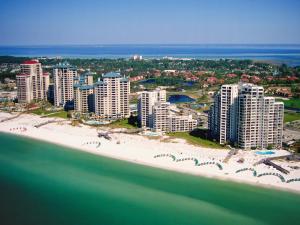 an aerial view of a beach with buildings and the ocean at Sandestin Golf and Beach Resort in Destin