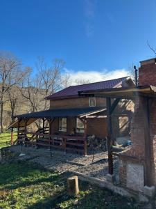 a house with a pavilion in front of it at Cabana Buta in Dumeşti