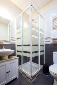a shower in a bathroom with a toilet and a sink at Apartamentos Fuencarral II in Madrid