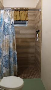 a bathroom with a toilet and a shower at Casa Costa Sur in Vieques +28 photos
