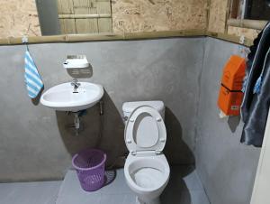 a small bathroom with a toilet and a sink at จรรยา โฮมสเตย์ in Chom Thong
