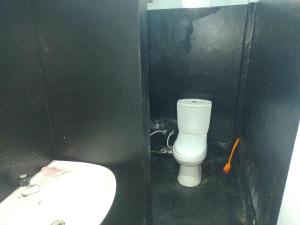 a bathroom with a white toilet and a sink at Great Resort in Nikawatawana