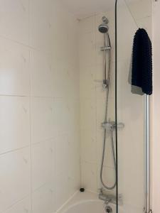 a shower in a bathroom with a glass door at Curwen Apartment - 2 Bedrooms - Sleeps 6 in Workington +34 photos