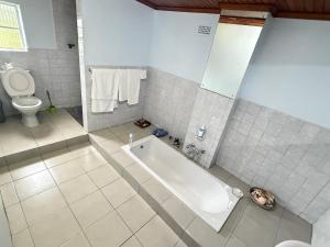 a bathroom with a tub and a toilet at Vimbainashe Villas in Umtali +24 photos