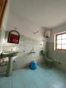 a bathroom with a sink and a toilet at Hotel Galaxy Ladakh in Leh