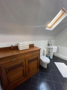 a bathroom with a toilet and a sink at Historic Highland Townhouse in Fort William +21 photos