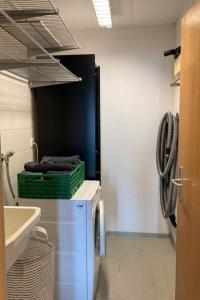 a laundry room with a washing machine and a sink at Apartment Seehof by Interhome in Rorschacherberg