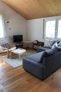 a living room with a couch and a tv at Apartment Ballmoos Ferienwohnung by Interhome in Gais