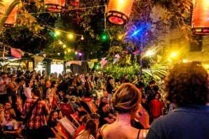 a crowd of people at a party at night at Maison - La Bourdine in Montreuil