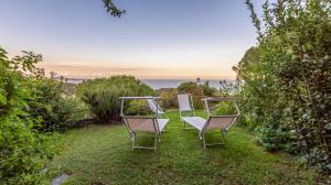a group of chairs sitting in the grass at Asfodeli Holiday Home in Monte Nai