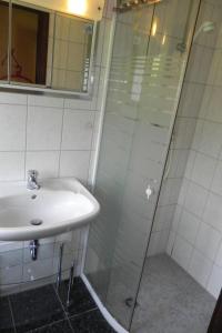 a bathroom with a sink and a shower at Holiday Home by Interhome in Großwürden