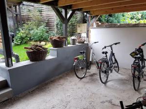 a couple of bikes parked in a garage at Apartment Mia by Interhome in Fritzlar