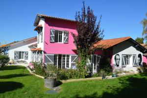 a pink house with a face painted on it at La Villa Rose in Blaye