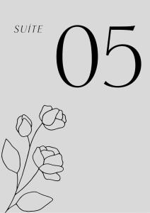 a drawing of a number five and a flower at Suites da Bela 05 Caparaó in Caparaó Velho