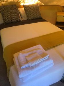 a bed with a towel on top of it at Cocuyo Glamping in San Agustín Etla +11 photos