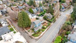 an aerial view of a residential neighborhood with houses at Montlake Studio in Spite House in Seattle
